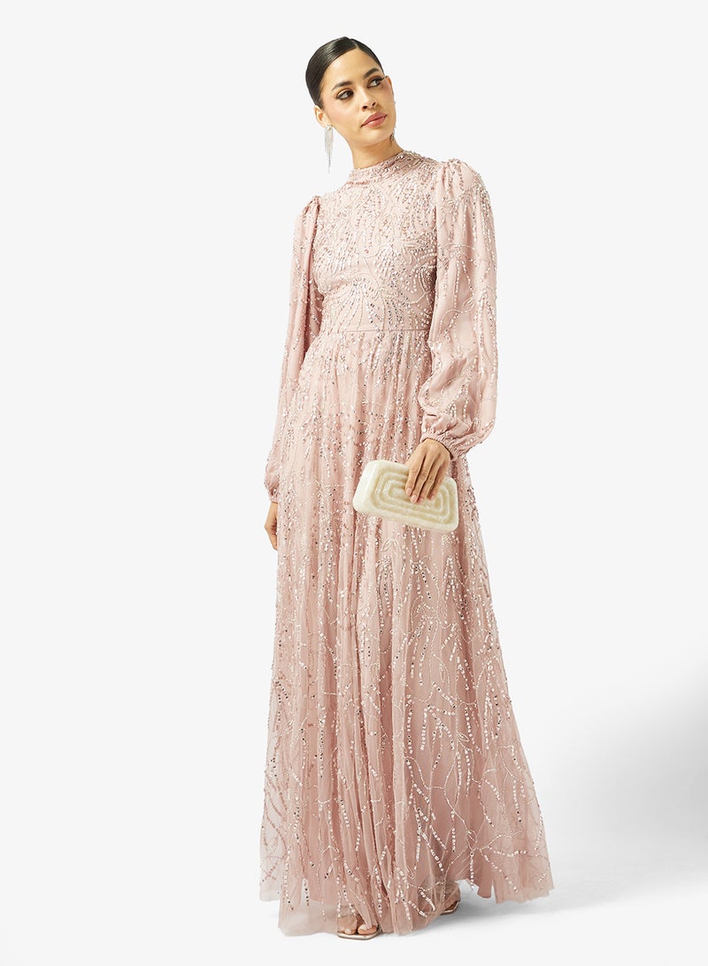 MARYISA Embellished Balloon Sleeve Maxi Dress - Image 4